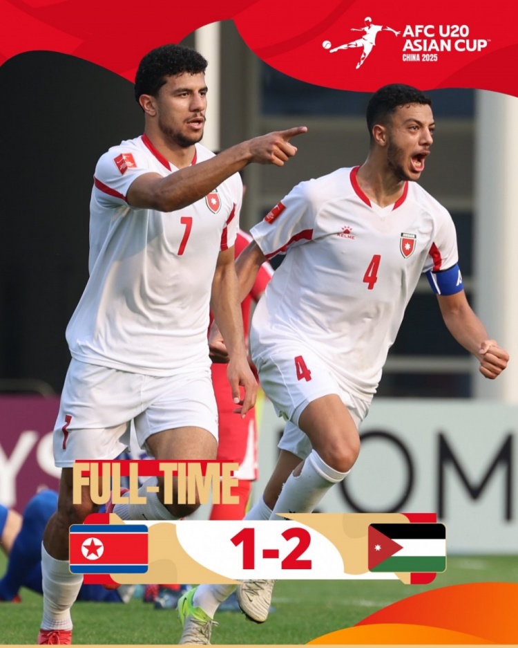  U20亞洲杯B組：朝鮮1-2不敵約旦，兩輪1分暫列B組末尾