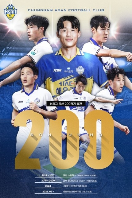  孫準浩完成K聯(lián)賽200場里程碑，貢獻26球34助