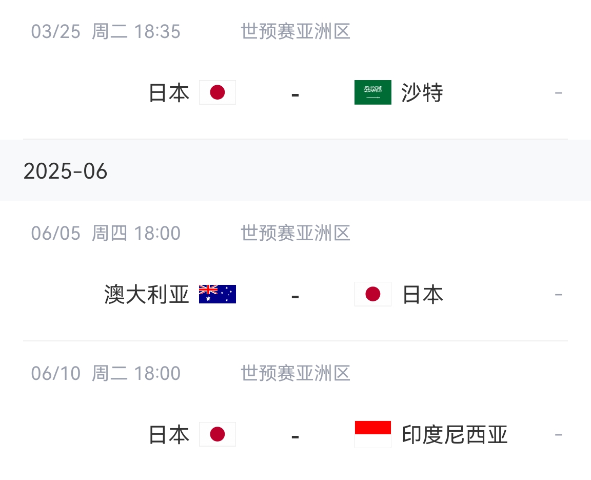  會不會放水？日本剩余賽程：主場vs沙特&印尼，客場vs澳大利亞