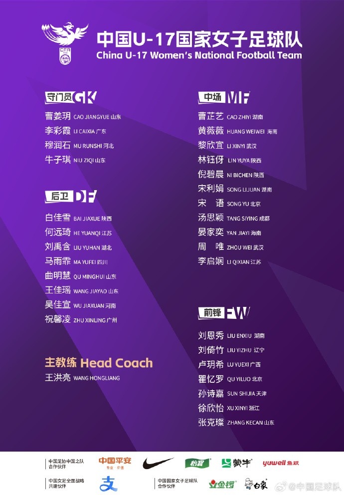  U17女足30人將在蘇州集訓(xùn)備戰(zhàn)世界杯，姜寧、朱挺擔(dān)任訓(xùn)練員