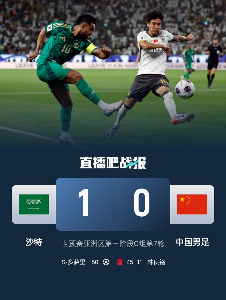 1-0小勝國(guó)足終結(jié)沙特在18強(qiáng)賽191天的進(jìn)球荒，上次進(jìn)球也是戰(zhàn)國(guó)足